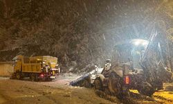 Artvin’de belediye ekiplerinin gece kar mesaisi