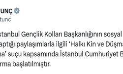 Bakan Tunç, Zafer Partisi İstanbul Gençlik Kolları Başkanlığı’nın yaptığı paylaşımlarla ilgili soruşturma başlatıldığını duyurdu
