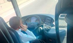 Cep telefonu ile konuşan otobüs şoförü sivil denetime takıldı