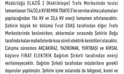 Elazığ’da elektrik kesintisi yaşanacak