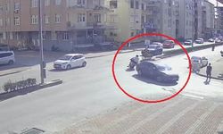 Kaza yapan motosikletliyi kaskı kurtardı