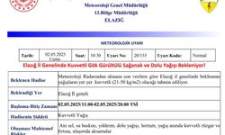 Meteorolojiden Elazığ’a "kuvvetli yağış" uyarısı