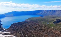 Turizm sezonu açılan Nemrut Kalderası havadan görüntülendi
