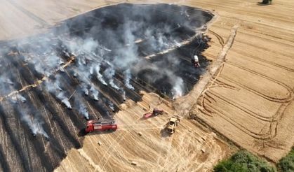 Babaeski’de anızda başlayan yangın ekili arazilere sıçradı