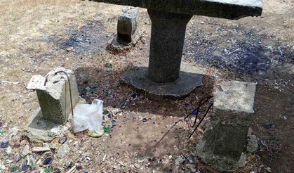 Mesire alanındaki oturma alanlarına zarar verdiler