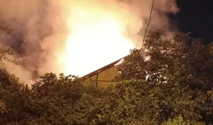 Düzce’de geceyi aydınlatan yangın