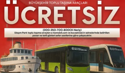 Kocaeli'de 30 Ağustos'ta ulaşım ücretsiz