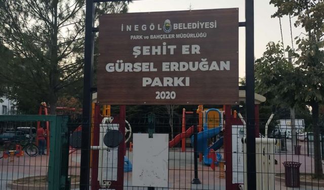 Alacalı şehittin isimi İnegöl’deki parkta yaşatılıyor