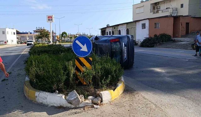 Takla atan otomobilden burnu bile kanamadan çıktı