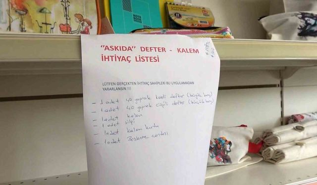 Yalova’da bir kırtasiyede askıda defter-kalem uygulaması başladı