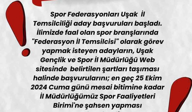 Uşak’ta Federasyon İl Temsilciliği başvuruları başladı