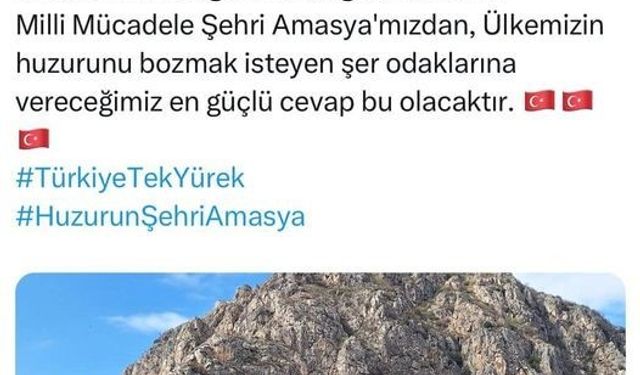 Vali Bakan’dan Amasya halkına ‘bayrak asın’ çağrısı: “Şer odaklarına vereceğimiz en güçlü cevap bu olacak”