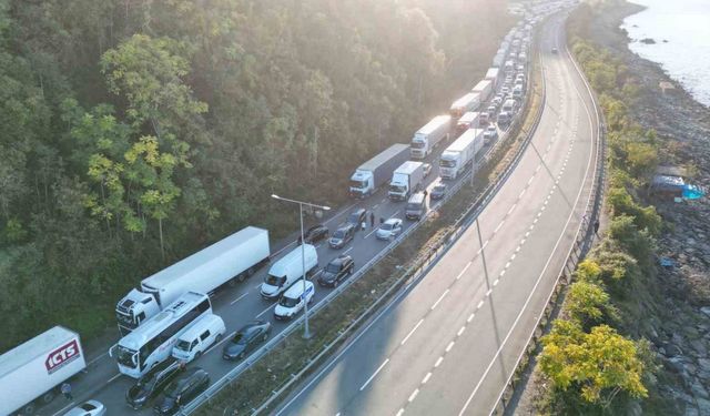 Artvin-Rize karayolu heyelan nedeniyle kapandı, uzun araç kuyrukları oluştu