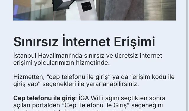 İstanbul Havalimanı’nda ücretsiz internet