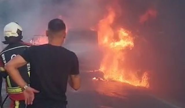 Araç yangını ormana sıçradı, ekipler müdahale ediyor
