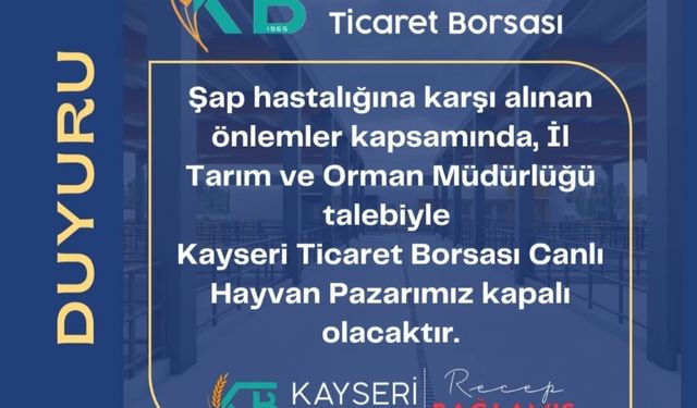 KTB Canlı Hayvan Pazarı’nda ’şap hastalığı’ önlemi