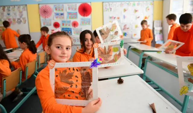 Bursa Osmangazili çocuklar sonbaharın renklerini sanata işledi