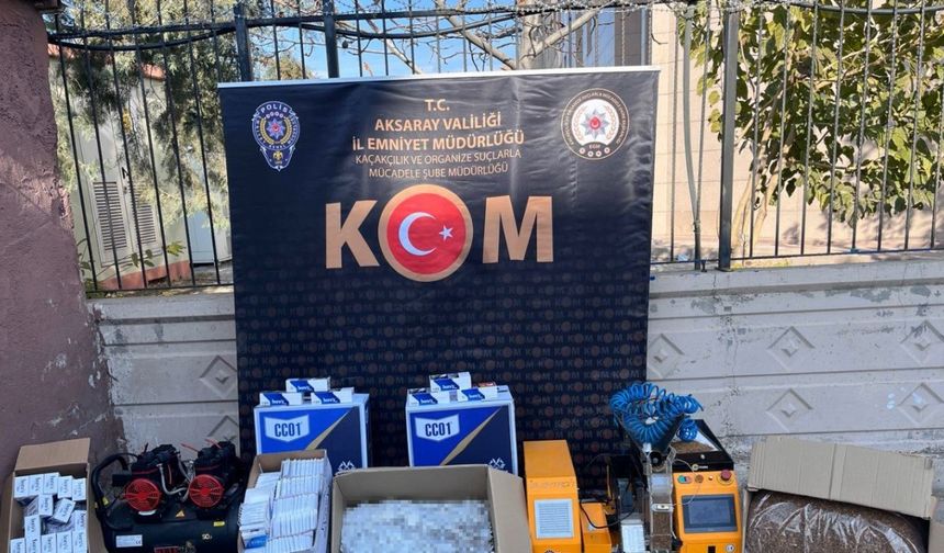 Aksaray’da kaçak sigara ve makaron ele geçirildi