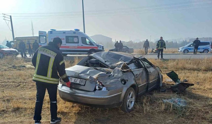 Kontrolden çıkan otomobil tarlaya takla attı: 1 yaralı