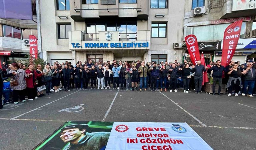 Konak Belediyesinde anlaşma sağlanamadı, işçiler tam gün iş bıraktı
