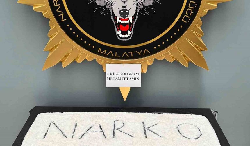 Malatya’da 4 kilo 200 gram metamfetamin ele geçirildi