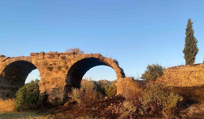 Tarihi Aspendos Su Kemerleri yakınında çıkan yangın korkuttu
