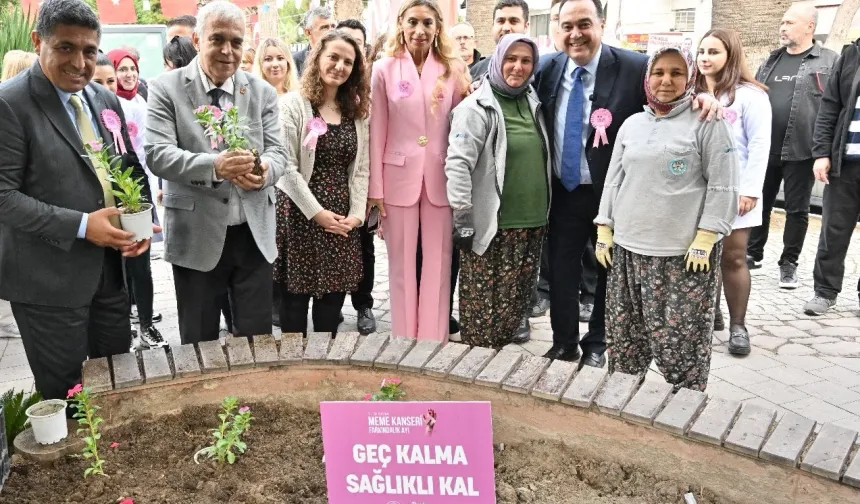 Meme kanseri için pembe çiçekler toprakla buluştu